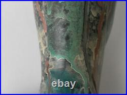 Vase art déco métal bronze patiné drapé dinaderie no Linossier Dunand Lanel