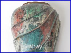 Vase art déco métal bronze patiné drapé dinaderie no Linossier Dunand Lanel