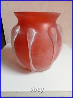 Vase art deco orange hauteur 16 cm diamètre 14 cm