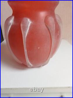 Vase art deco orange hauteur 16 cm diamètre 14 cm