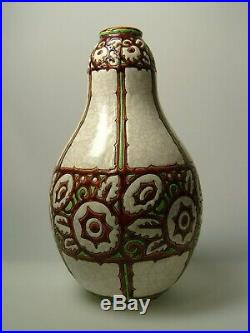 Vase art déco signé Charles CATTEAU, BOCH Frères LA LOUVIERE D. 983 Keramis