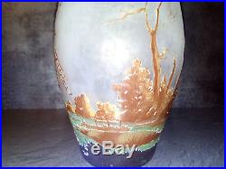 Vase art deco signé thouvenin dégagé acide pate de verre era Gallé muller 1900