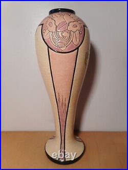Vase art déco soliflore faience est émail émaux d'art Longwy France