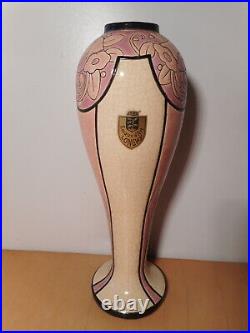 Vase art déco soliflore faience est émail émaux d'art Longwy France