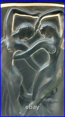 Vase art deco verre moulé pressé décor danseuses nues