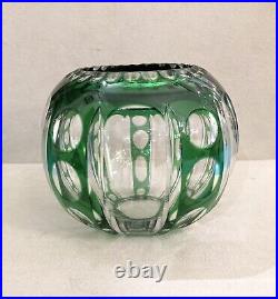 Vase boule SAINT LOUIS cristal doublé vert fleur table ART DÉCO 12cm