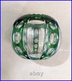 Vase boule SAINT LOUIS cristal doublé vert fleur table ART DÉCO 12cm