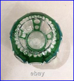 Vase boule SAINT LOUIS cristal doublé vert fleur table ART DÉCO 12cm