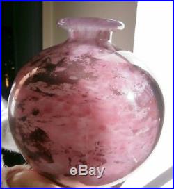 Vase boule Schneider pate de verre art déco couleur améthyste