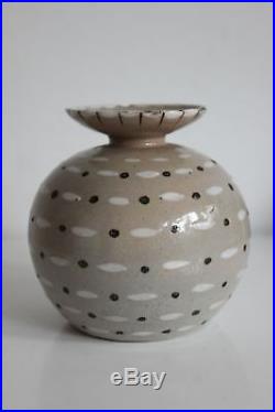 Vase boule en grès Primavera très beau décor émaillé Art déco année 30