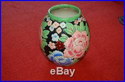 Vase céramique Keramis Frères Boch Belgique Catteau fleurs Art Déco XXème