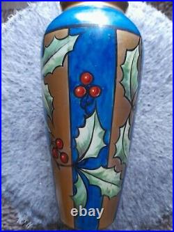 Vase céramique art deco decor de houx jpt paris 22 cm 1930 jacques tieles