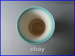 Vase cornet Art Deco, en céramique bleue turquoise et dorée, années 40