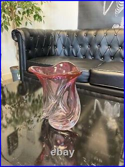 Vase cristal de vannes art deco rose superbe couleur