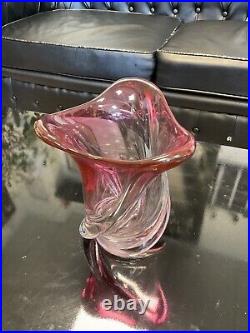 Vase cristal de vannes art deco rose superbe couleur