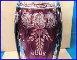 Vase cristal violet ART DÉCO design Joseph Simon VAL SAINT LAMBERT 30,5cm EVIAN