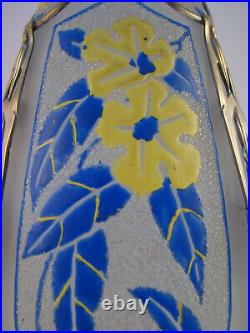 Vase d'Argyl Art déco verre émaillé Vase 1930s enameled flowers