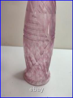 Vase d'époque Art Déco en pâte de verre dégagé à l'acide, géométrique Degué