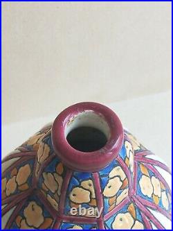 ++ Vase émaux de Longwy art déco, vers 1930 Ht 17 cm, très bel état ++