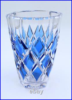 Vase en Cristal art déco Val Saint Lambert cobalt bleu crystal