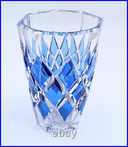 Vase en Cristal art déco Val Saint Lambert cobalt bleu crystal
