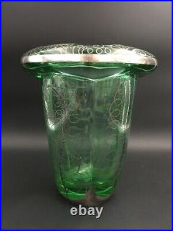 Vase en cristal DAUM décor argent par Saint Graal Art Déco Crystal & silver vase