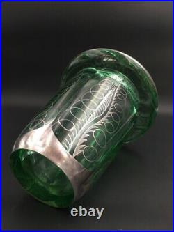 Vase en cristal DAUM décor argent par Saint Graal Art Déco Crystal & silver vase