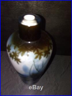 Vase en pate de verre signé Devez art deco vers 1920 dégagé à l'acide gallé
