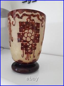 Vase en verre Art Déco Vigne de le Verre Français Charder signé