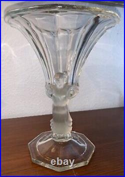 Vase en verre art déco aux nymphes 1930's Walther & Söhne à identifier
