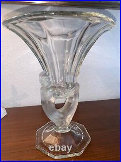 Vase en verre art déco aux nymphes 1930's Walther & Söhne à identifier