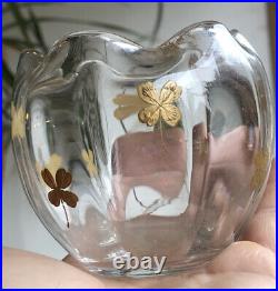 Vase en verre époque art déco trèfle d'or Clain & Perrier chance Paris