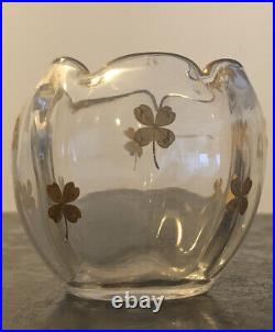 Vase en verre époque art déco trèfle d'or Clain & Perrier chance Paris