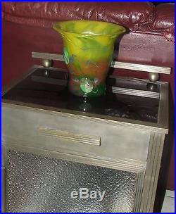 Vase en verre soufflé à décor d'inclusions signé J. P. MATEUS VERRERIE D'ART Déco