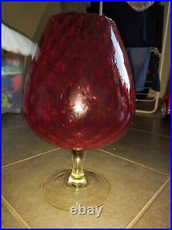 Vase en verre texturé rouge des années 60-70, Italie, Empoli