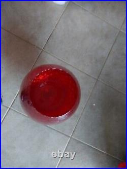 Vase en verre texturé rouge des années 60-70, Italie, Empoli