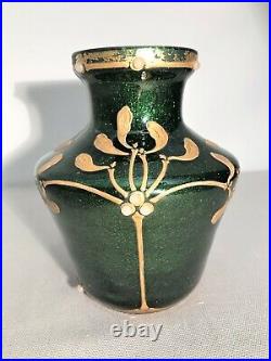 Vase époque art déco pailleté d'or Clain & Perrier