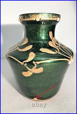 Vase époque art déco pailleté d'or Clain & Perrier