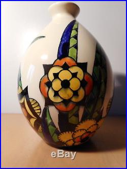 Vase faience art deco Belge Keramis Boch Freres La Louvière ceramique Belgique