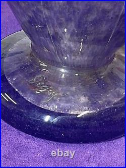 Vase géant H35 cm en pâte de verre Art Déco Nouveau gravé à l'acide Degué