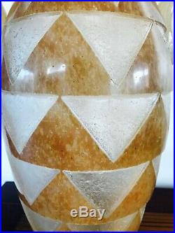 Vase géant de 44 cm en pâte de verre Art Déco gravé à l'acide Degué Schenider