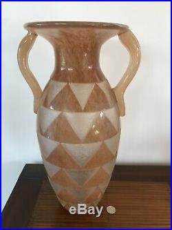 Vase géant de 44 cm en pâte de verre Art Déco gravé à l'acide Degué Schneider