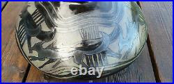 Vase grés ODETTA QUIMPER art déco décor frise de renards ceramique bretagne