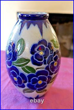 Vase gres emaille Alsace art deco 1930