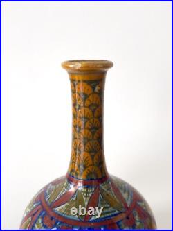 Vase italien en majolique polychrome de Gualdo Tadino, Art déco Années 1920 Vase italien en majolique polychrome de Gualdo Tadino, Art déco Années 1920