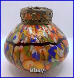 Vase pique-fleurs Clichy boule, verre laiton, époque art-déco, années 30