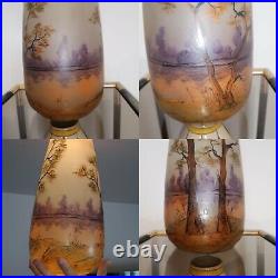 Vase piriforme allongé en verre émaillé verrerie de leune (1861-1930) art deco Vase piriforme allongé en verre émaillé verrerie de leune (1861-1930) art deco