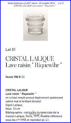 Vase rené lalique Riquewihr lave raisin 1938 art déco signature ancienne sablée