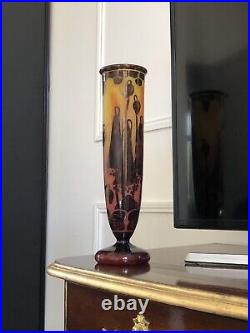 Vase schneider le verre français decor campanulle art deco 1930 pate de verre