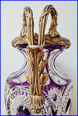 Vase taillé main style Napoleon III Martin Benito Cristal Frères bronze étoile